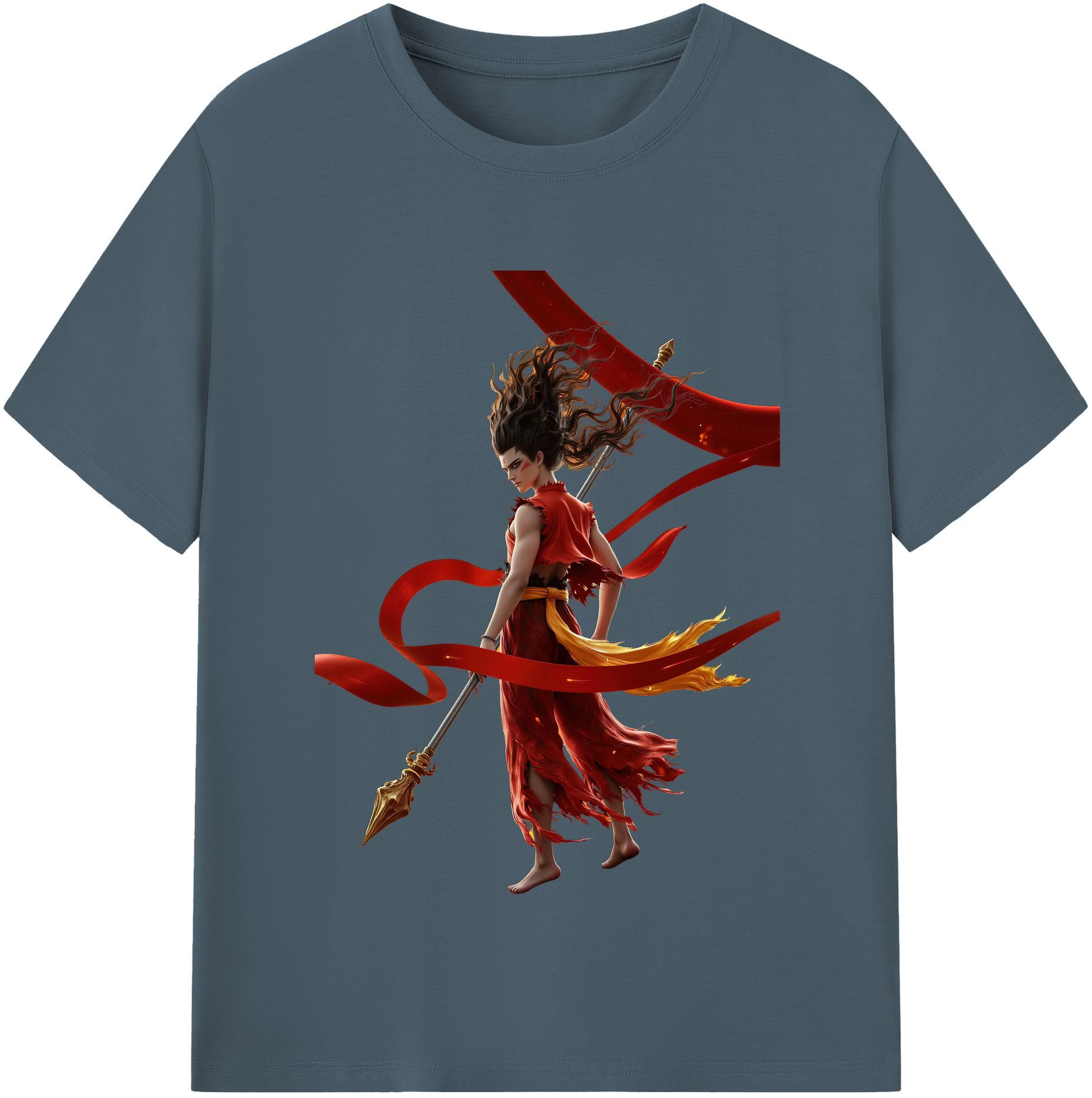 （画像用） Ne Zha 2 ナタ 魔童の大暴れ 綿100％半袖Tシャツ（フロントプリント）